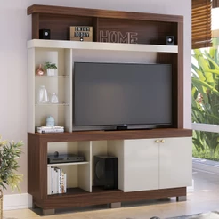 Estante para TV Até 50 Polegadas Valença 2 Portas Nogueira Real/Off White - Colibri