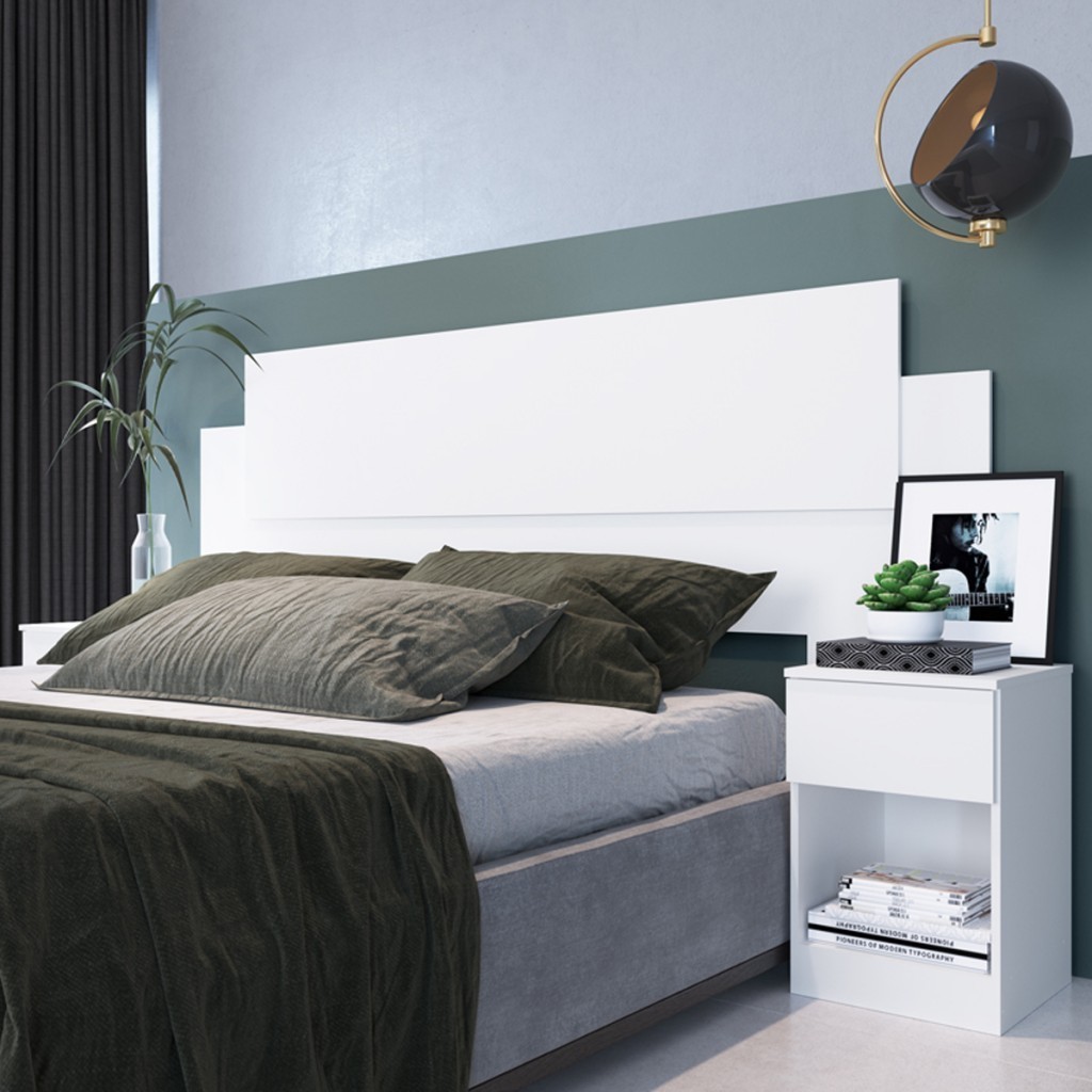 Cabeceira Casal Garnet com 2 Mesa de cabeceira Ca20 Branco - Decibal Móveis em Oferta na Shopee