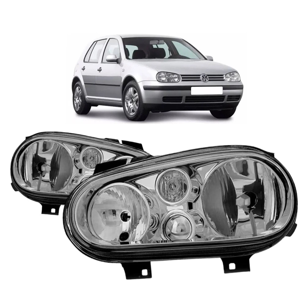 PAR FAROL GOLF 2.8 VR6 5P MECÂNICO CROMADO S/ AUX VIDRO