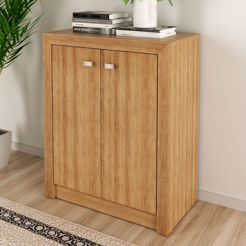 Armário para Escritório Baixo 2 Portas Amendoa Me4103 - Tecno Mobili em Oferta na Shopee