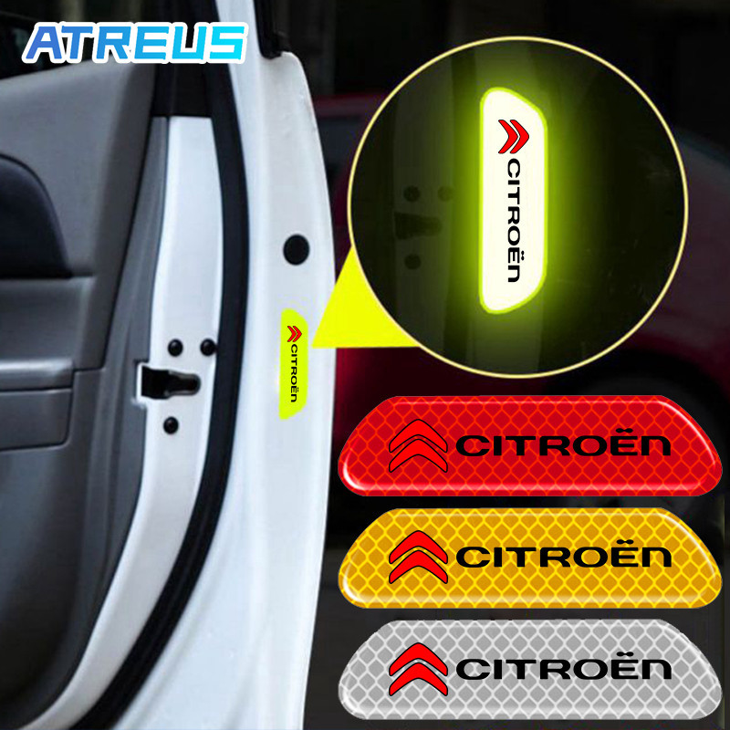 4Pçs Citroen Etiqueta Do Carro Aviso Reflexivo Fita De Segurança Anti Colisão Adesivo Refletivo Para Citroen c4 Cactus c5 c3 Aircross e-c4 DS5 DS7