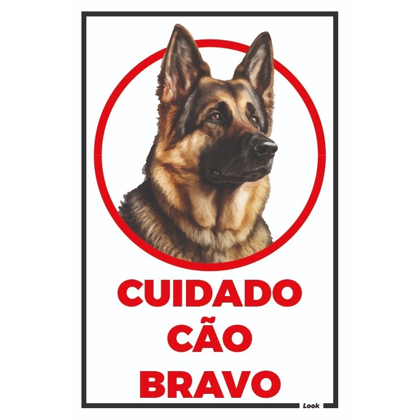 Placa Sinalização Aviso Cuidado Cão Bravo Pastor Alemão Pastor-alemão lobo-da-alsácia Alemanha