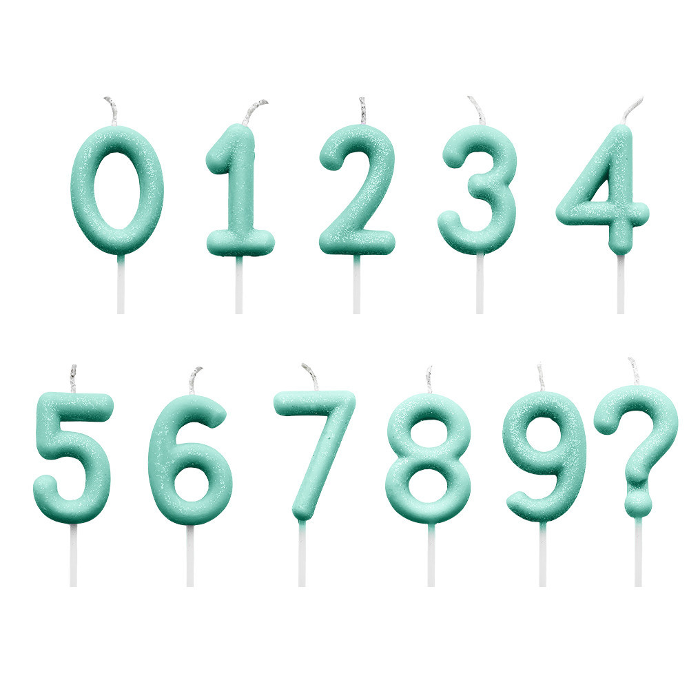 Vela de Aniversario Candy Color Verde Pastel Numérica do 0 ao 9 Silver Festas