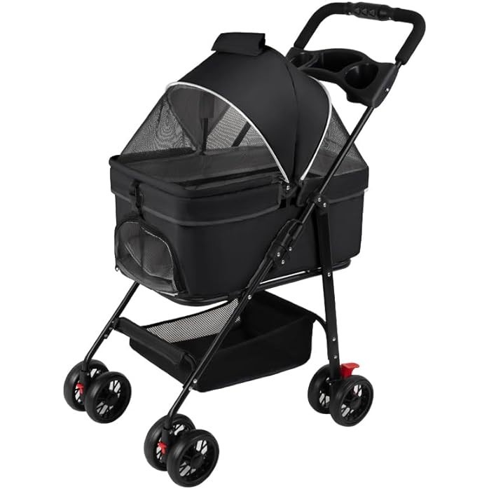 Carrinho Passeio Carro Pet Animal Estimação Cão, Gato Grande Porte até 20 Kg Bolsa Armazenamento Freio Cesto removível