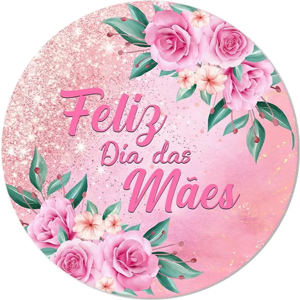 Capa de Painel Dia das Mães Festa Decoração Floral Painel Redondo Tecido Sublimado 1,50x1,50m