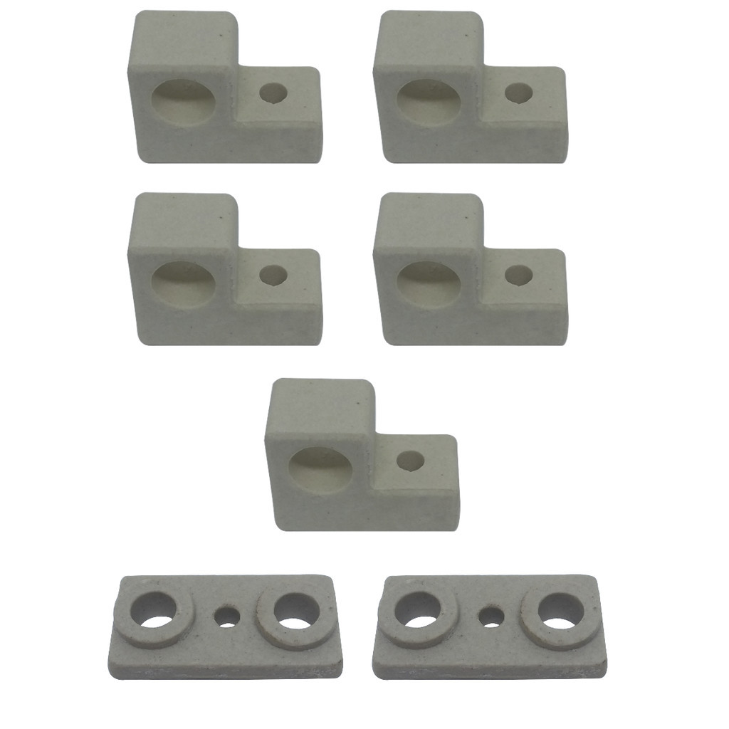 Conjunto 7 Suporte Isolador Porcelana Cerâmica Louca Passador Fixador Calço Resistencia Forno Elétrico Fischer