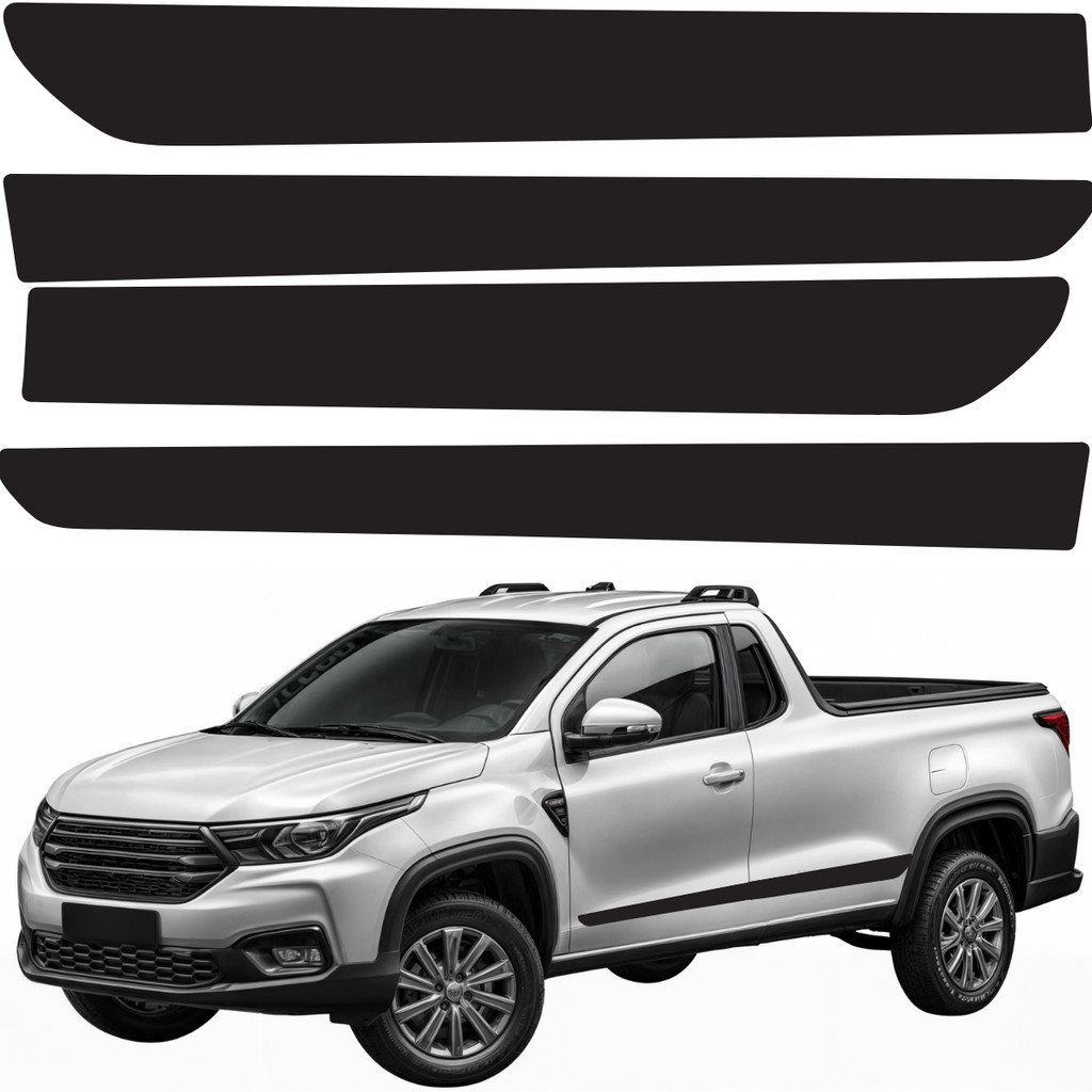 Kit Par Adesivo Faixa Lateral Preto Nova Fiat Strada Endurance 2021 2022 2023 24 em Oferta na Shopee