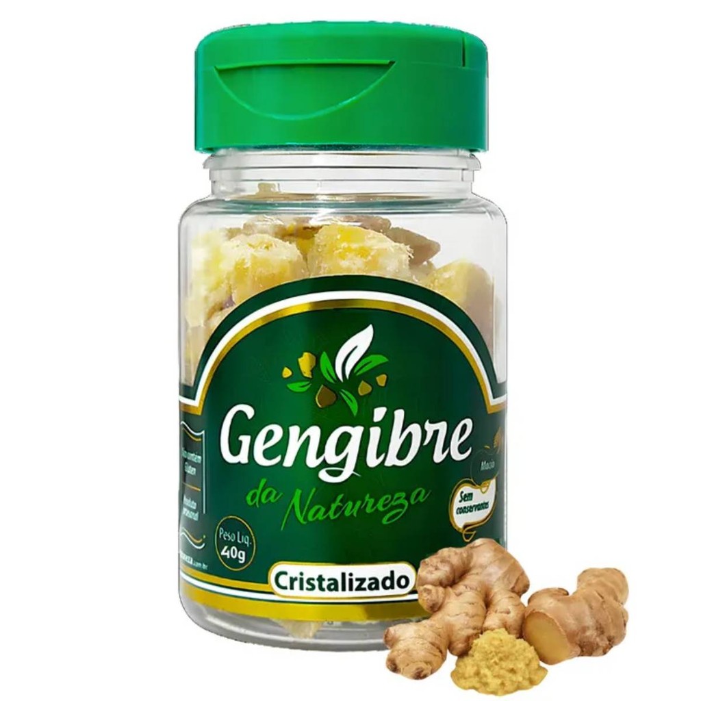 Gengibre Cristalizado Tradicional 40g Gengibre da Natureza – Sabor Natural e Funcional