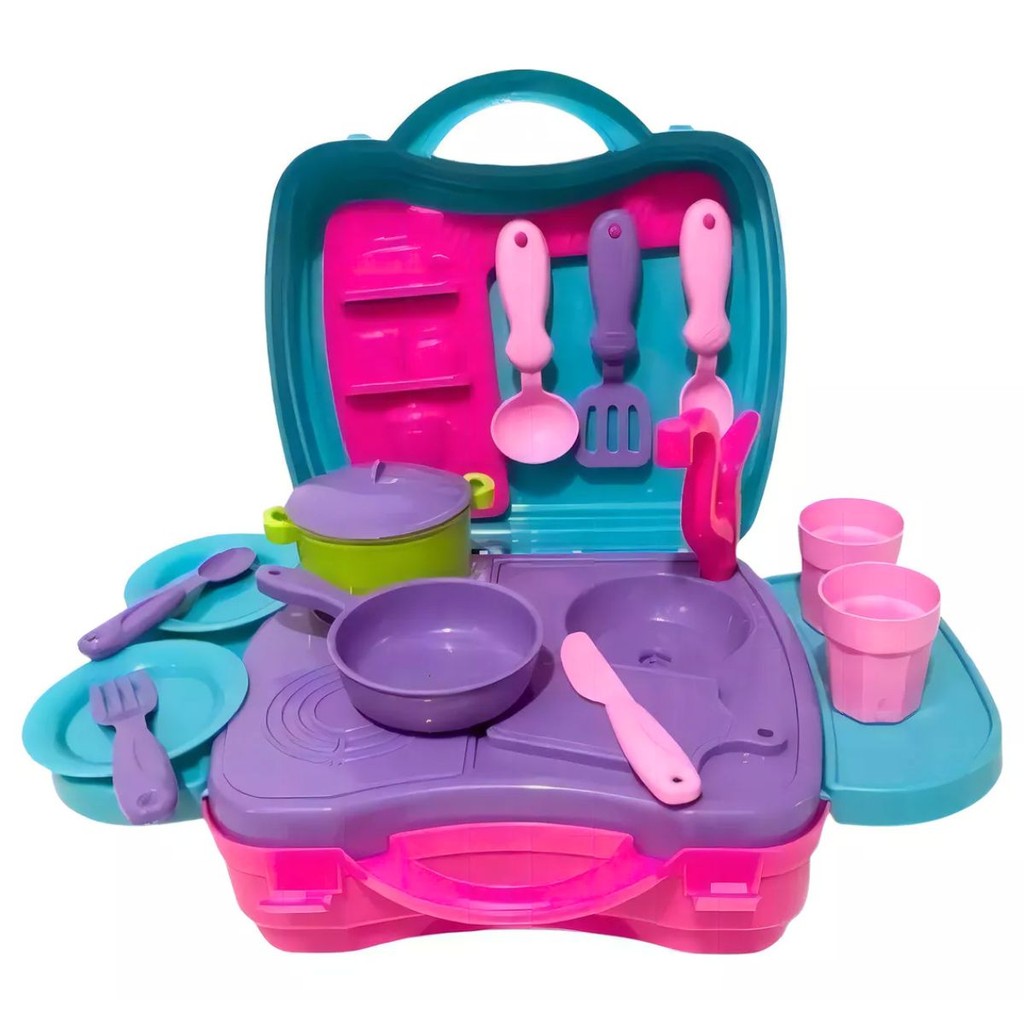 Brinquedo Minha Maletinha Cook Top Fogãozinho Panelinha Rosa