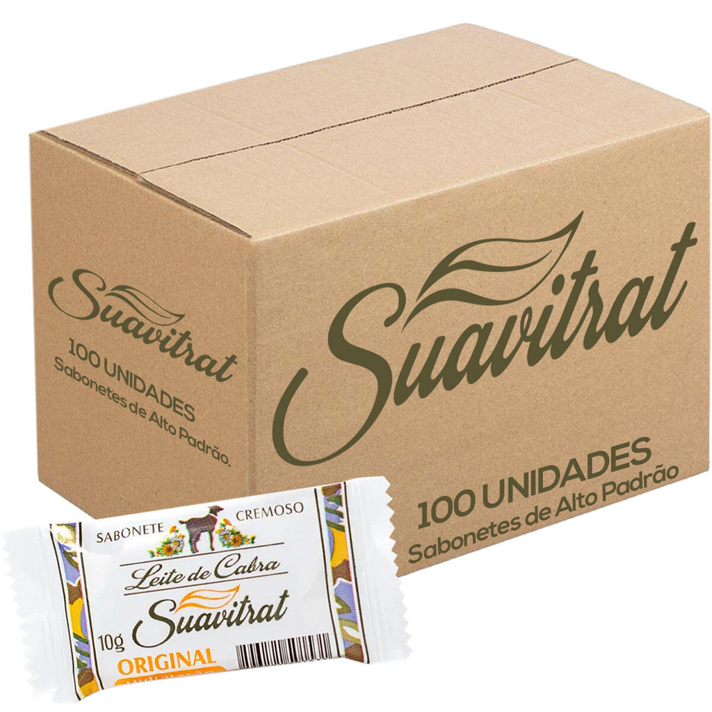 100 Mini Sabonete de Leite de Cabra Suavitrat 10g Hotel Pousada Alto Padrão ATACADO