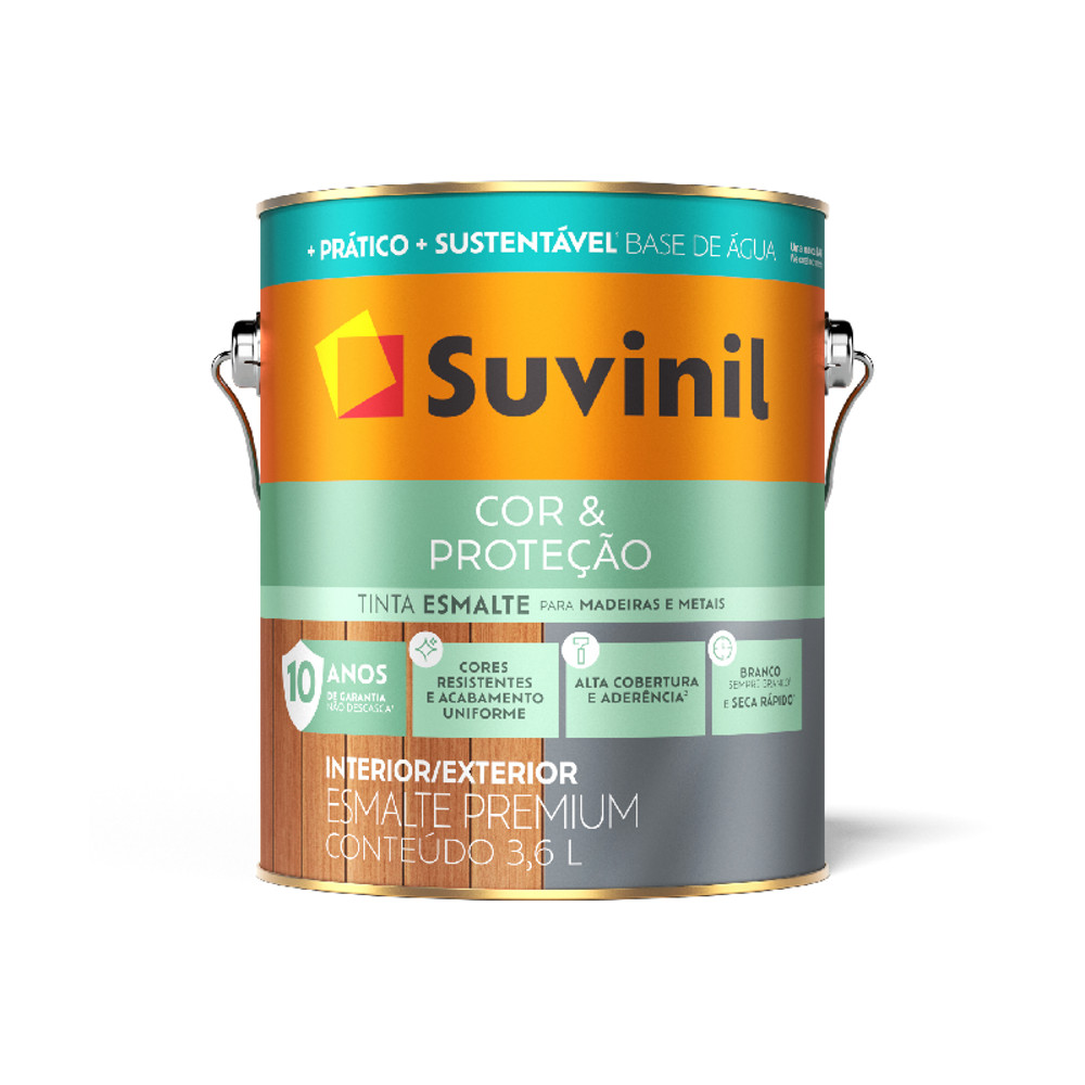 Tinta Esmalte Cor & Proteção Base Água Brilhante Várias Cores 3,6L Suvinil
