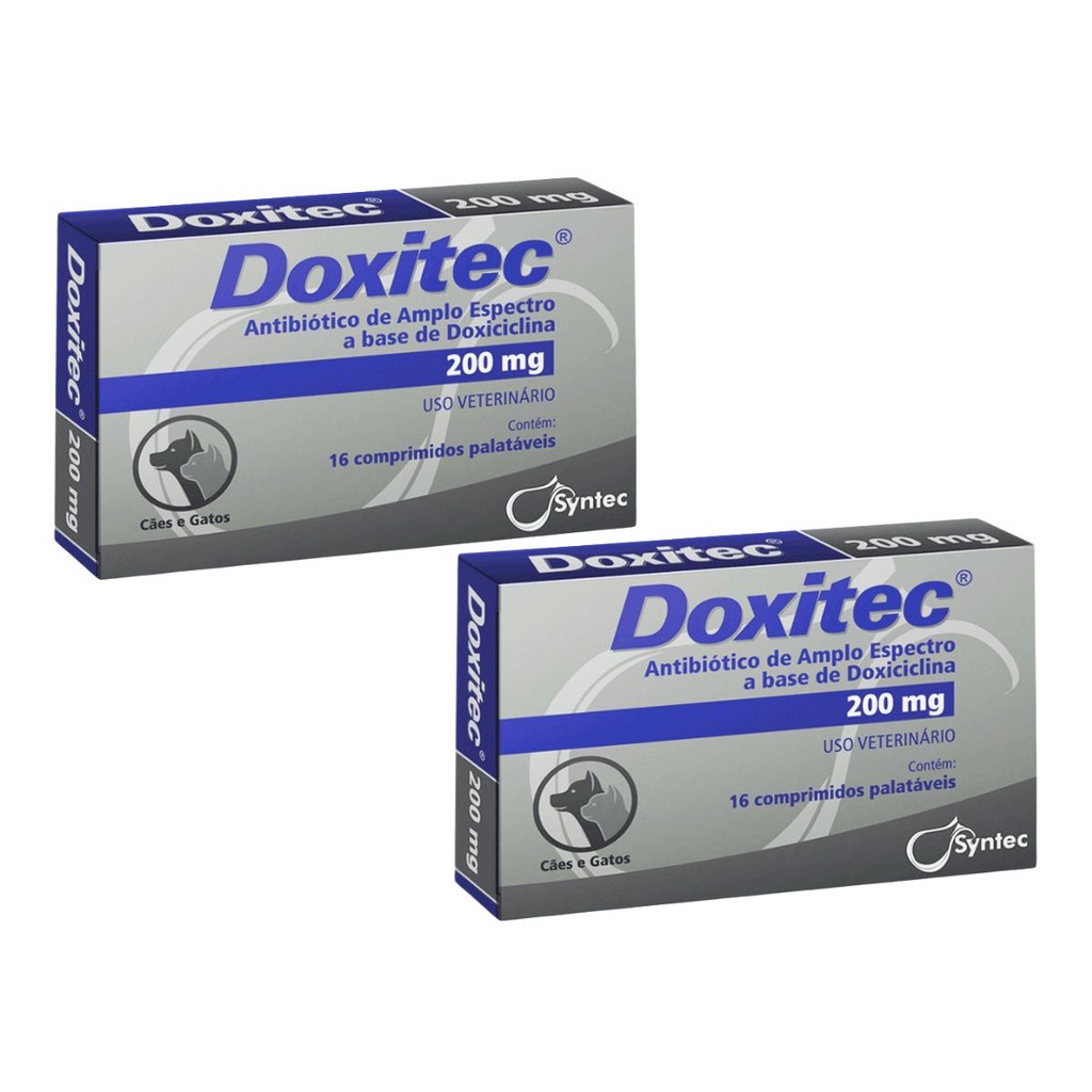 02 Comprimidos Doxitec 200mg Para Cães/Gatos Syntec Doxitec. em Oferta na Shopee