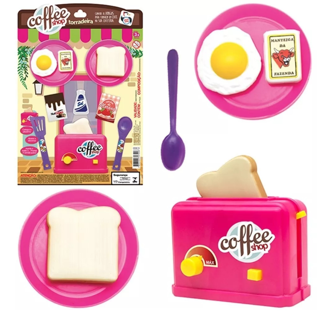 Kit Café Da Manhã Torradeira Comidinhas Brinquedo Infantil Cafeteria Coffee Shop Acessórios Cozinha