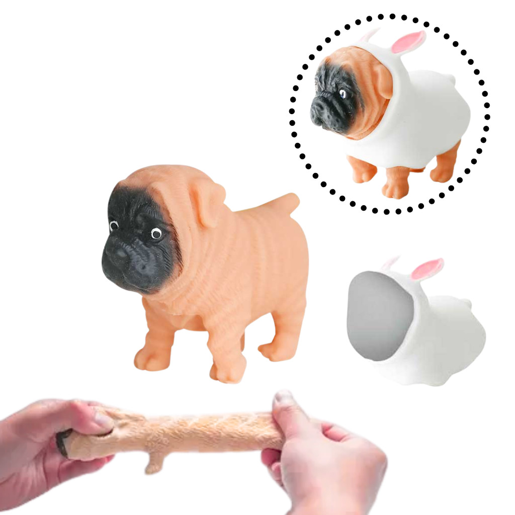 Flofy Doguinho: Brinquedo Antiestresse para Crianças, Cachorro de Borracha para Aperto e Relaxamento