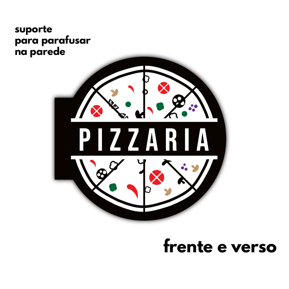 Placa Dupla Face Uso Externo - Pizzaria 20x20cm