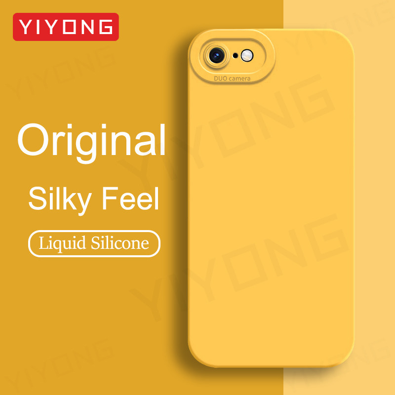 SE 2022 Caso YIYONG Quadrado Líquido Silicone Capa Macia Para iPhone 7 8 Plus 2020 2 3 SE2 SE3 iPhone7 iPhone8 Casos De