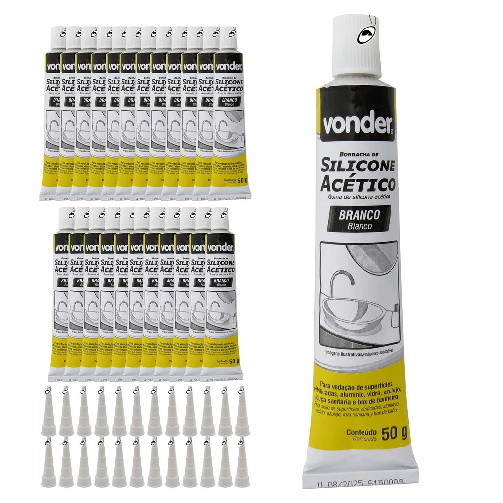 Kit 24 Borracha Silicone Acético 50g Para Reparo Manutenção Uso Geral