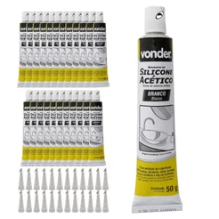 Kit 24 Borracha Silicone Acético 50g Para Reparo Manutenção Uso Geral