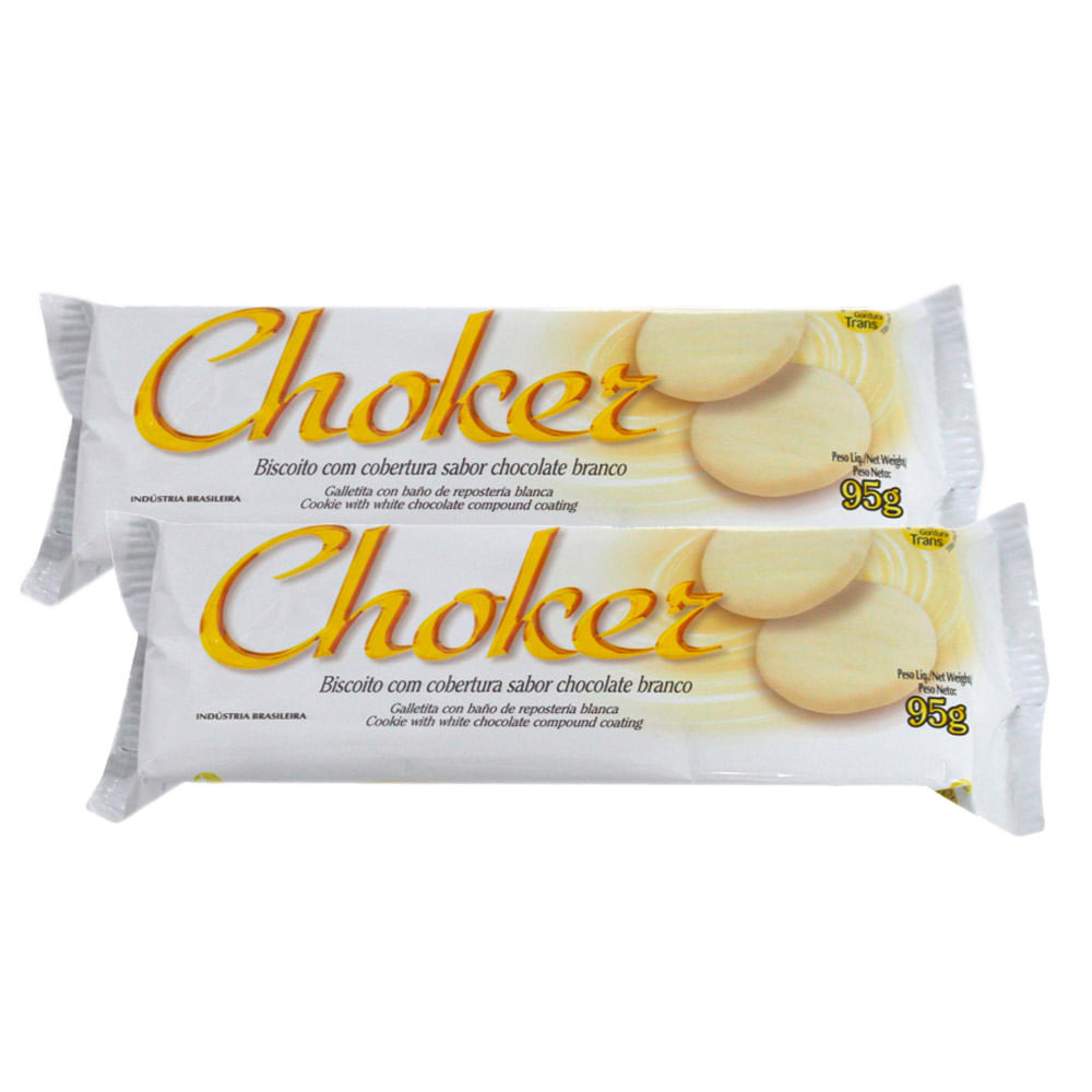 Kit 2 Biscoito Choker Cobertura Chocolate Branco 95g - Food & Beverages