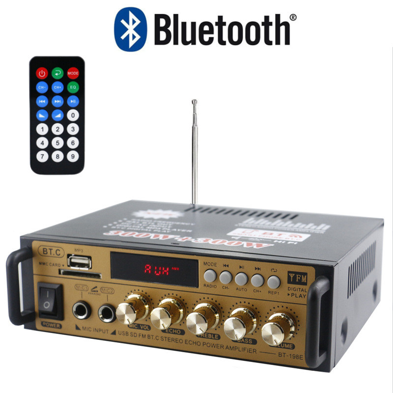 Mini amplificador de potência alto-falante amplificador cartão usb rádio dc 12v/220v bluetooth