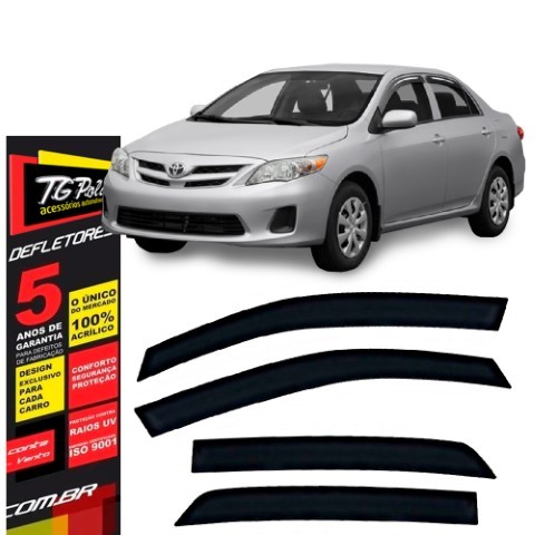 Calha de Chuva Toyota Corolla Sedan 2008 a 2014 TG Poli Defletor 4 portas Protetor Janelas Fumê em Oferta na Shopee