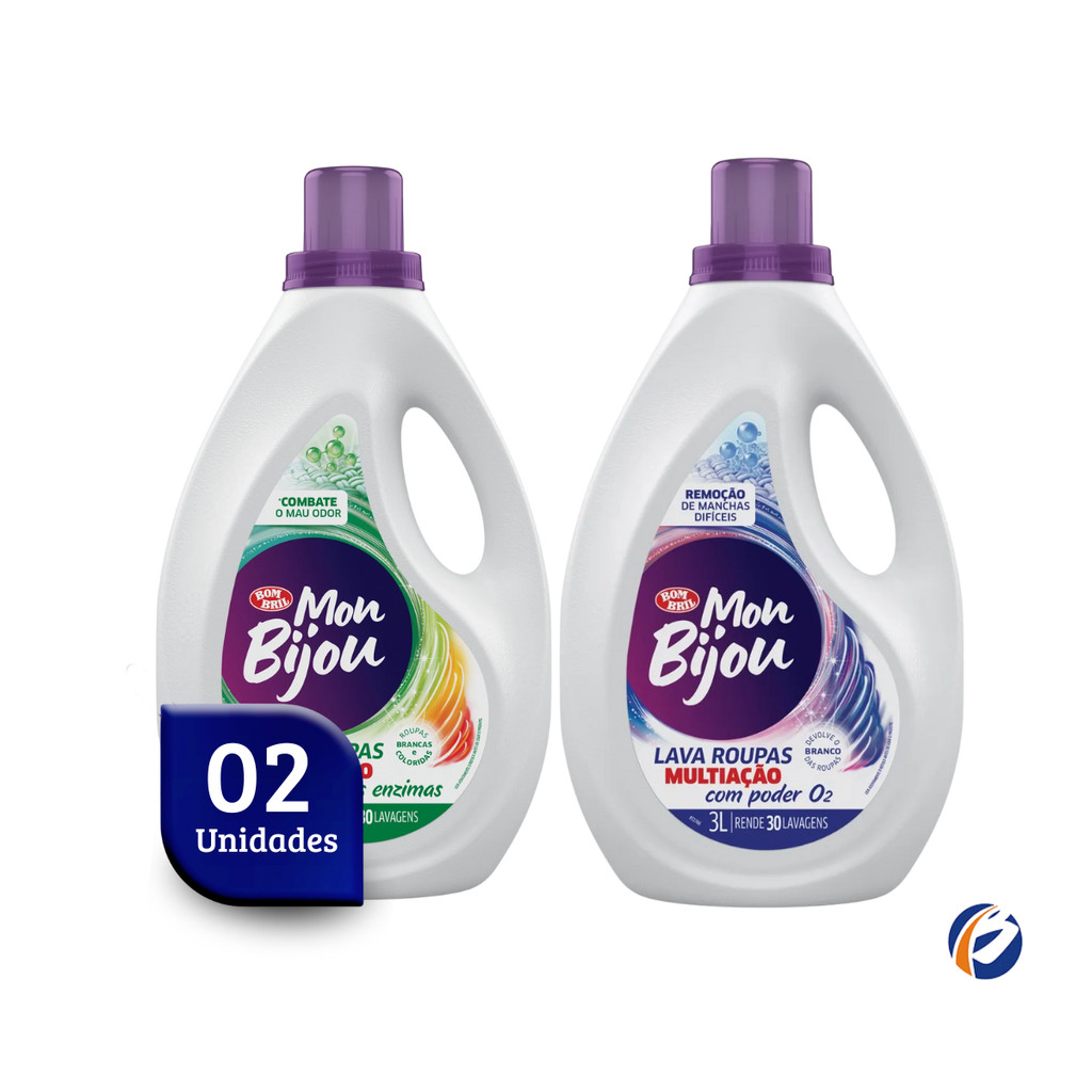 Kit 02und Lava Roupa Multiação Action/Fresh 3L Mon Bijou em Oferta na Shopee