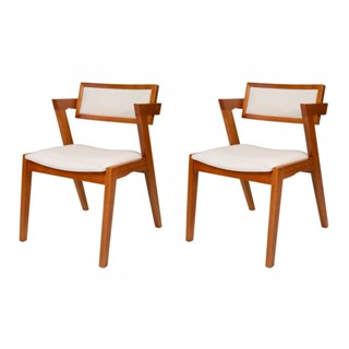 Kit 2 Cadeiras Madeira Maciça e Estofada Ímola Authentic Espresso Móveis  Champagne/Off White em Oferta na Shopee