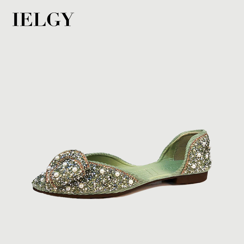 IELGY Feminino Retrô Raso Bico Fino Com Sola Macia E Ervilhas em Oferta na Shopee