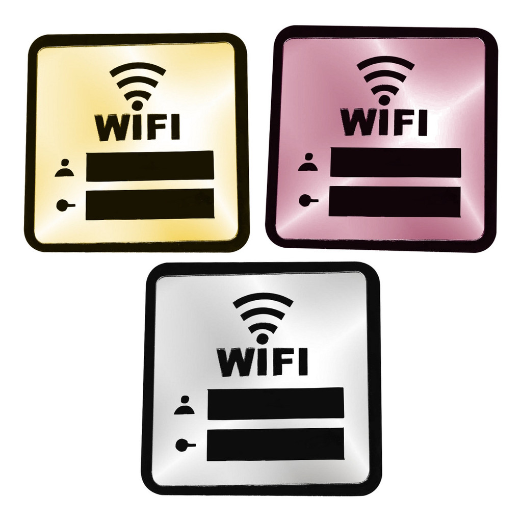 Placa Espelhada Senha Wifi Display Acrílico Parede Balcão Plaquinha Internet Rede Café Comércio
