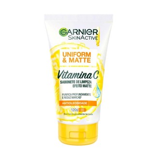 Sabonete Líquido de Limpeza Facial Antioleosidade Garnier SkinActive Uniform & Matte Vitamina C 120g em Oferta na Shopee
