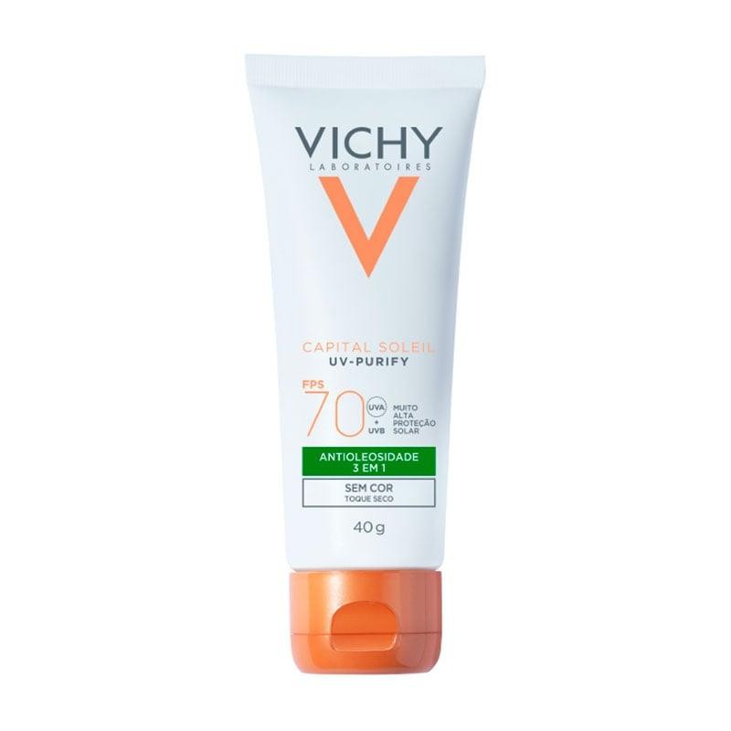 Protetor Solar Capital Soleil Vichy Purify FPS70 Sem Cor 40g em Oferta na Shopee
