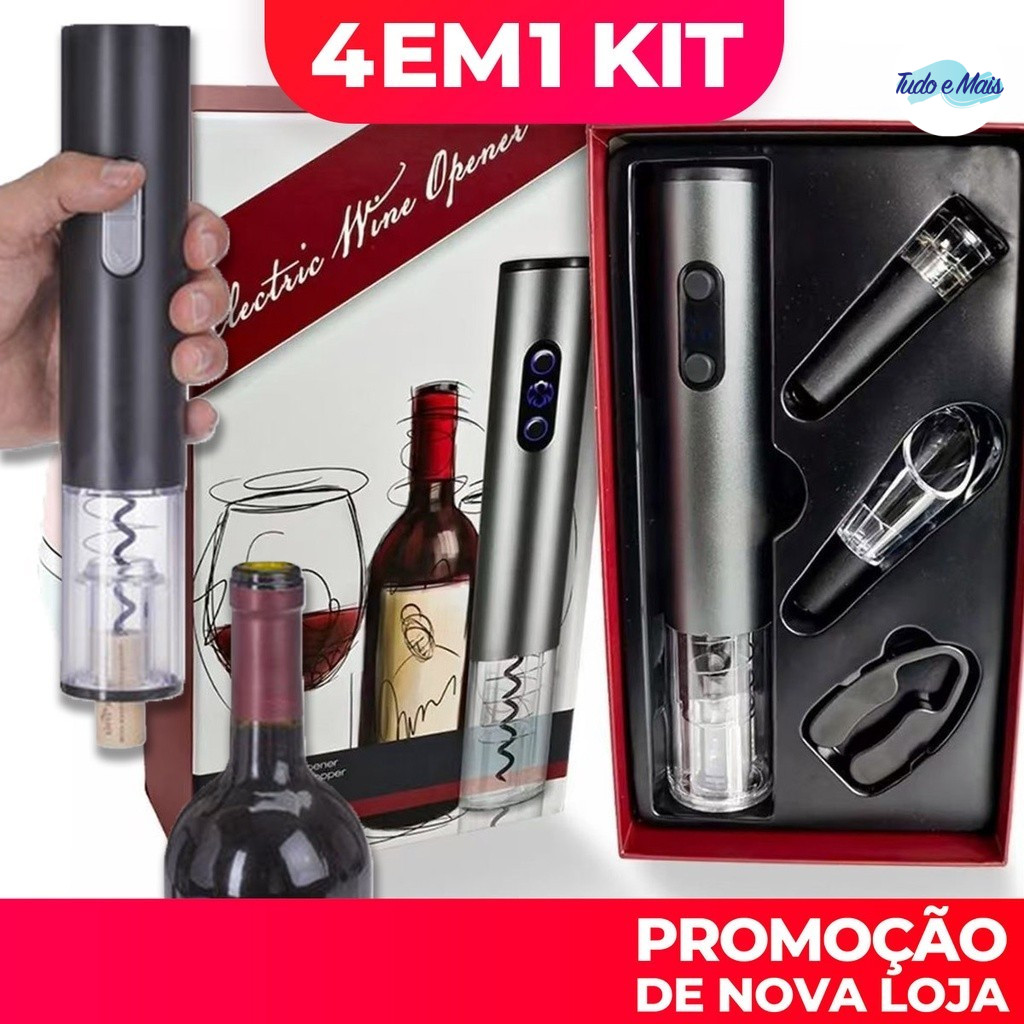 Abridor De Vinho Automático Elétrico Saca Rolha A Pilha Presente Moderno Para Casa