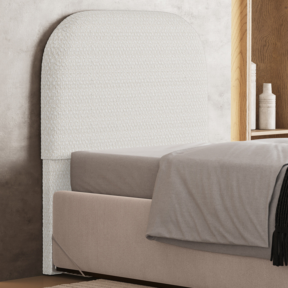 Cabeceira Cama Box Solteiro 100cm Orgânica Lanna W01 Bouclê Cru - Lyam Decor em Oferta na Shopee