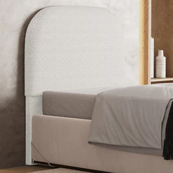 Cabeceira Cama Box Solteiro 100cm Orgânica Lanna W01 Bouclê Cru - Lyam Decor