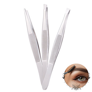 KIT COM 3 PINÇAS EM AÇO INOXIDÁVEL PARA DESIGN DE SOBRANCELHAS, REMOÇÃO DE PELOS, SOBRANCELHAS em Oferta na Shopee