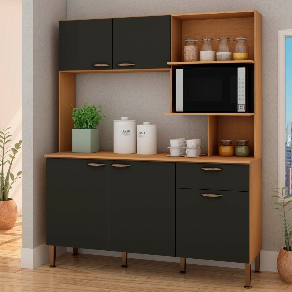 Cozinha Compacta 155 Cm com Tampo 1 Gaveta 5 Portas