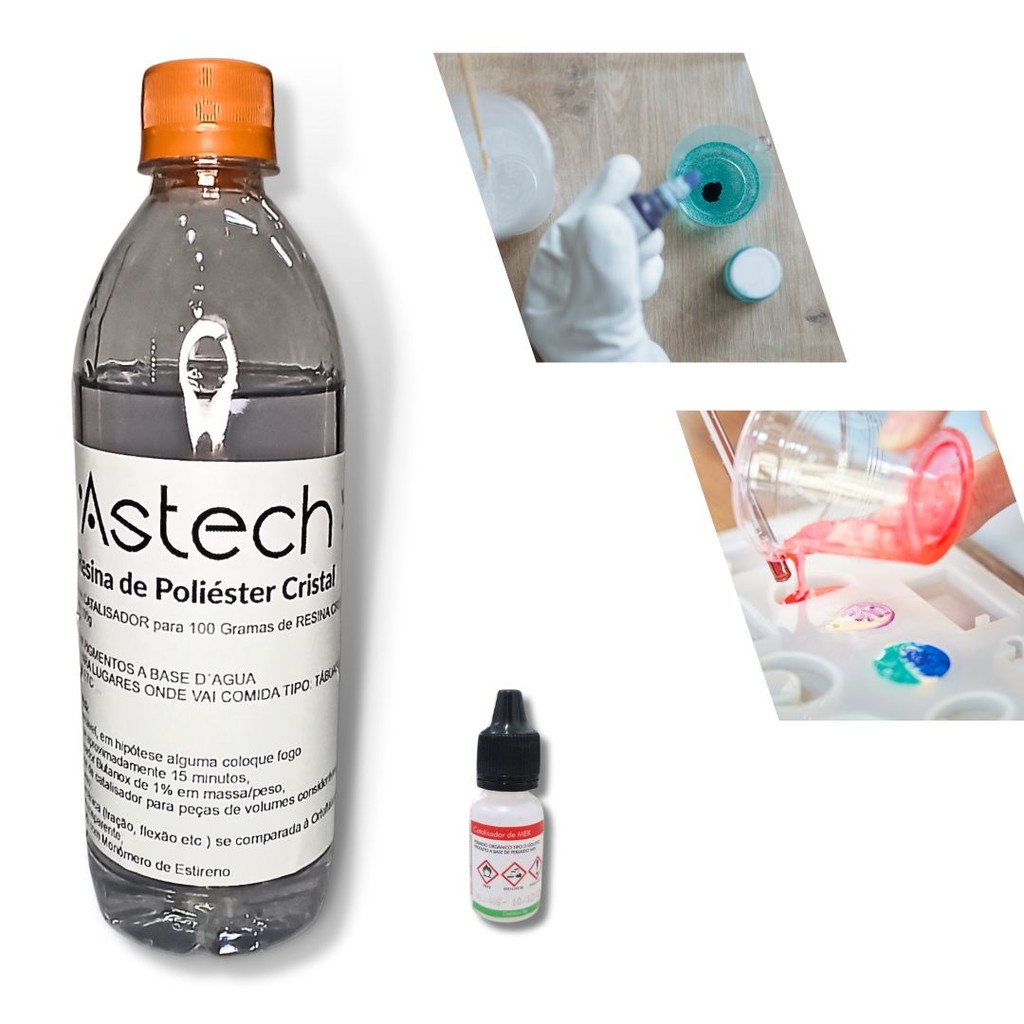 Resina Cristal 500g + Catalisador | Ideal para Artesanato | Transparente e Resistente em Oferta na Shopee