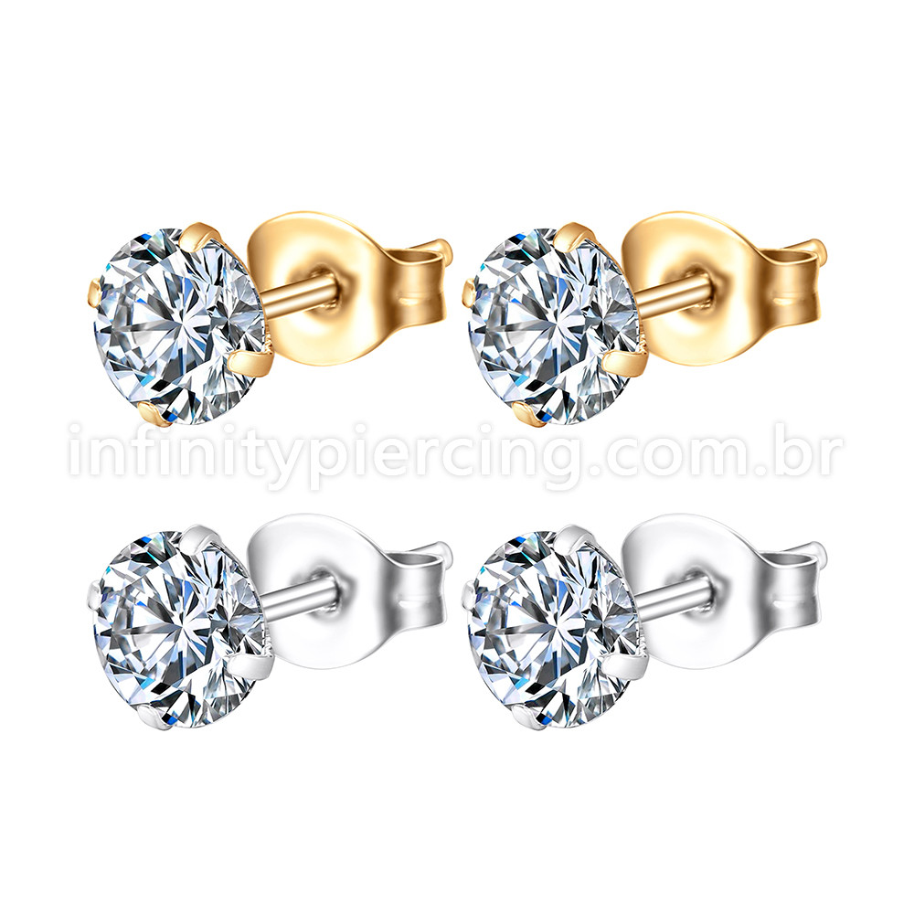 LOMISS Brincos Femininos Piercing Orelha Aço Cirúrgico Dourado Pedra Cristal Brinco Ponto de Luz em Oferta na Shopee