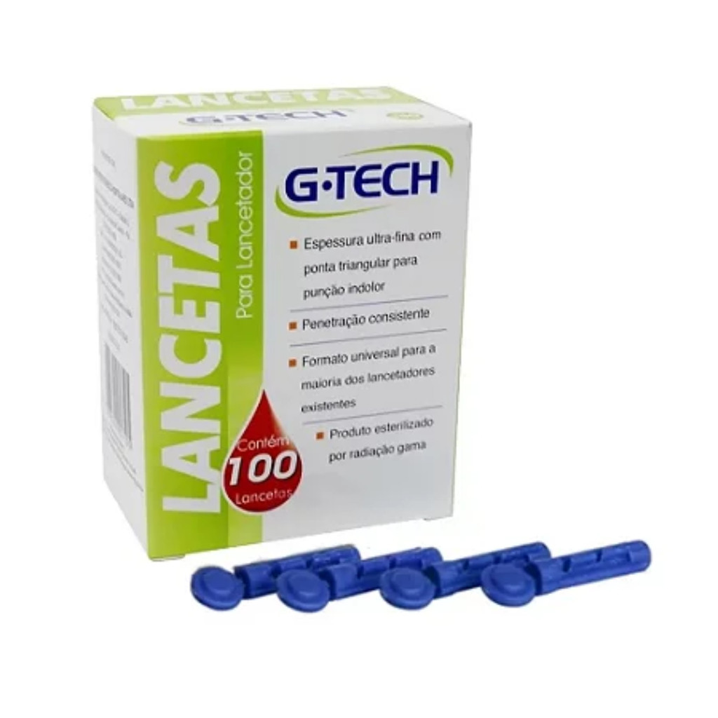 Lanceta para Caneta Lancetadora 30 Gramas Caixa com 100 Unidades G-Tech