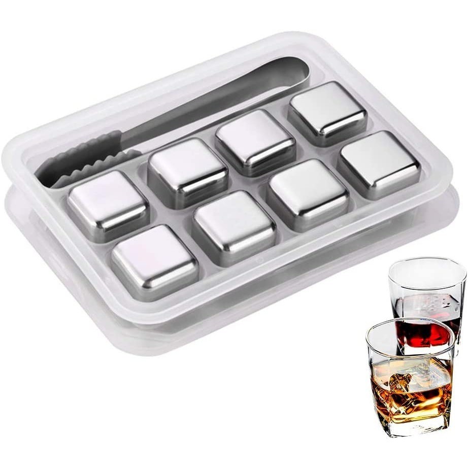 Cubos de gelo de aço inoxidável 4/8cubos refrigeração reutilizáveis para Bebidas em Oferta na Shopee