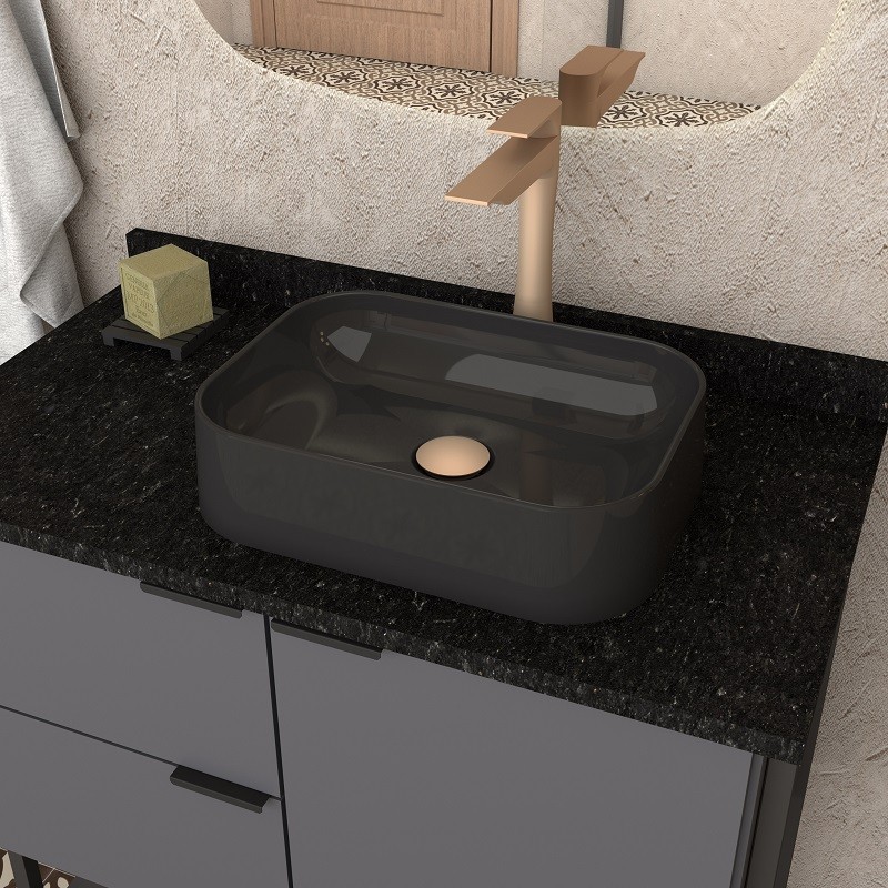 Cuba Pia Para Banheiro Lavabo Preto Sobrepor Luna Cozimax