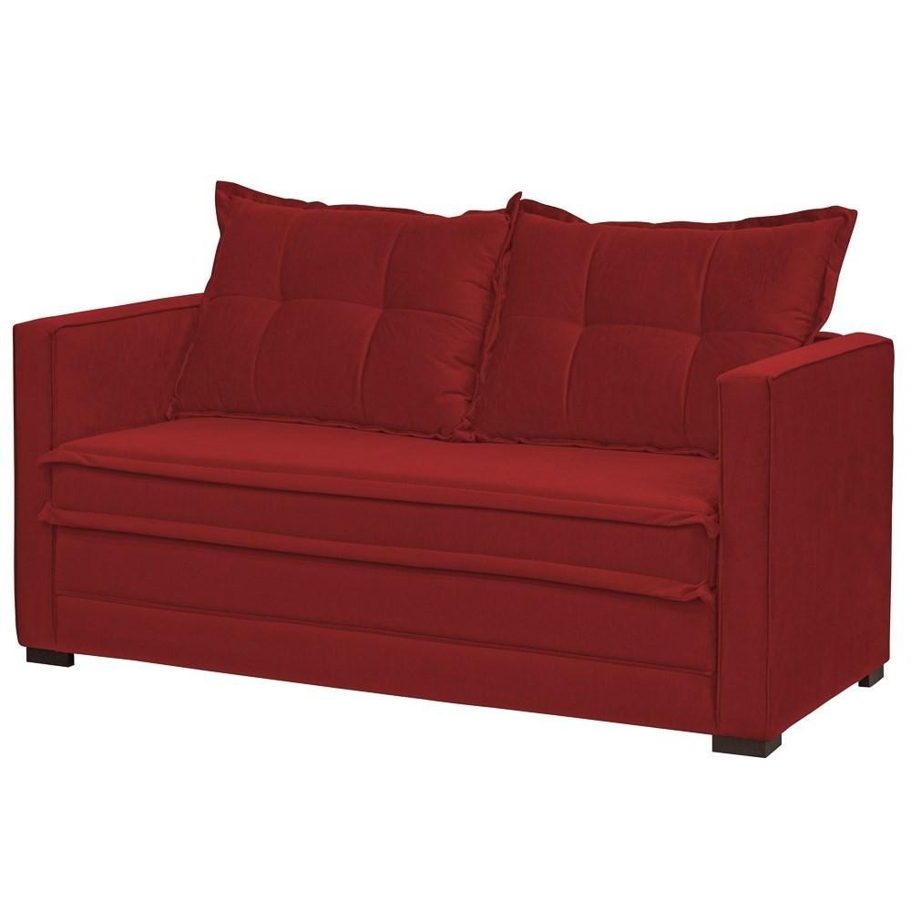 Sofá Cama Casal Articulável 2 Lugares Londres Suede Vermelho - D'Monegatto