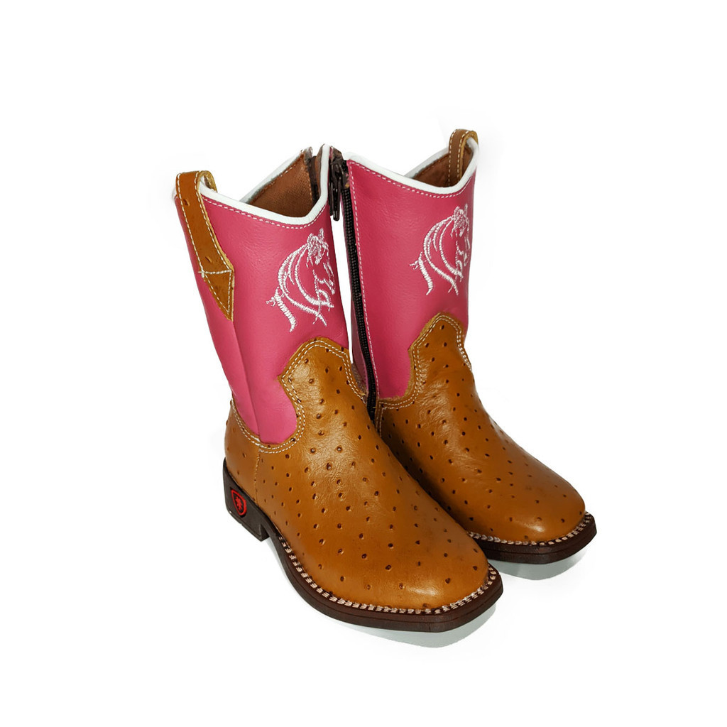 Bota Texana Infantil Country Feminina Cavalo Rosa