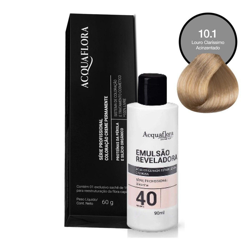 Coloração Acquaflora 10.1 60g + Água Oxigenada 40 Volumes 90ml