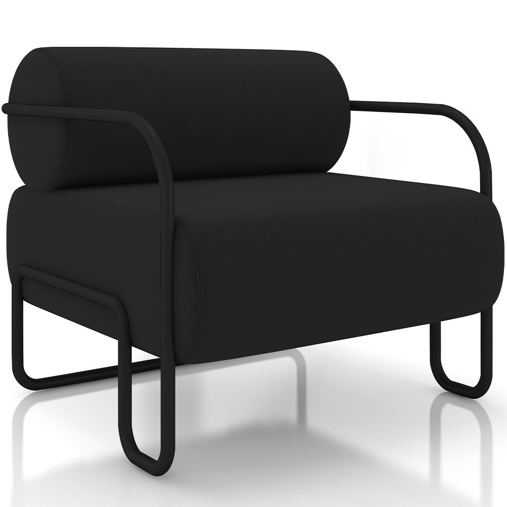 Poltrona Decorativa Pés Industrial Moscou K01 Veludo Preto - Lyam Decor - Home & Living