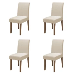 Conjunto Com 4 Cadeiras Estofada Sala de Jantar Trieste Siena Cedro / Areia Dobuê
