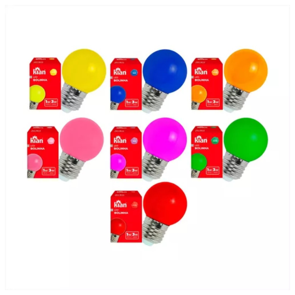 Kit 10 Lampada Bolinha Led 1w 3w Colorida Bivolt Festa