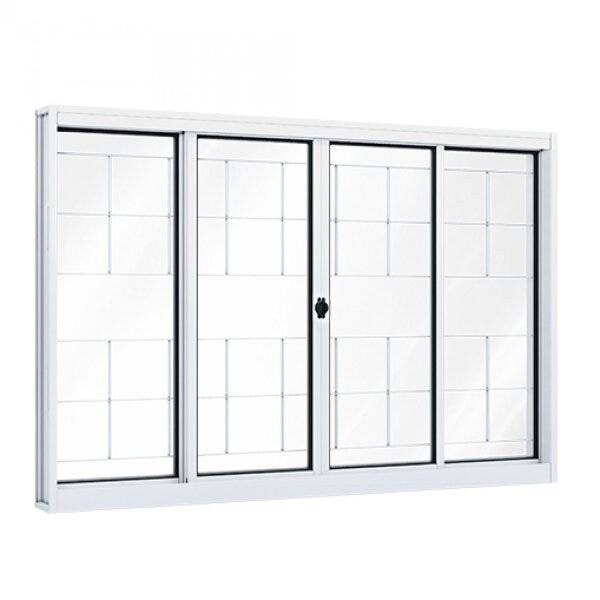 Janela de Aço de Correr 100x200cm 4 Folhas com Grade e Vidro Liso Riobras 100cm x 200cm em Oferta na Shopee