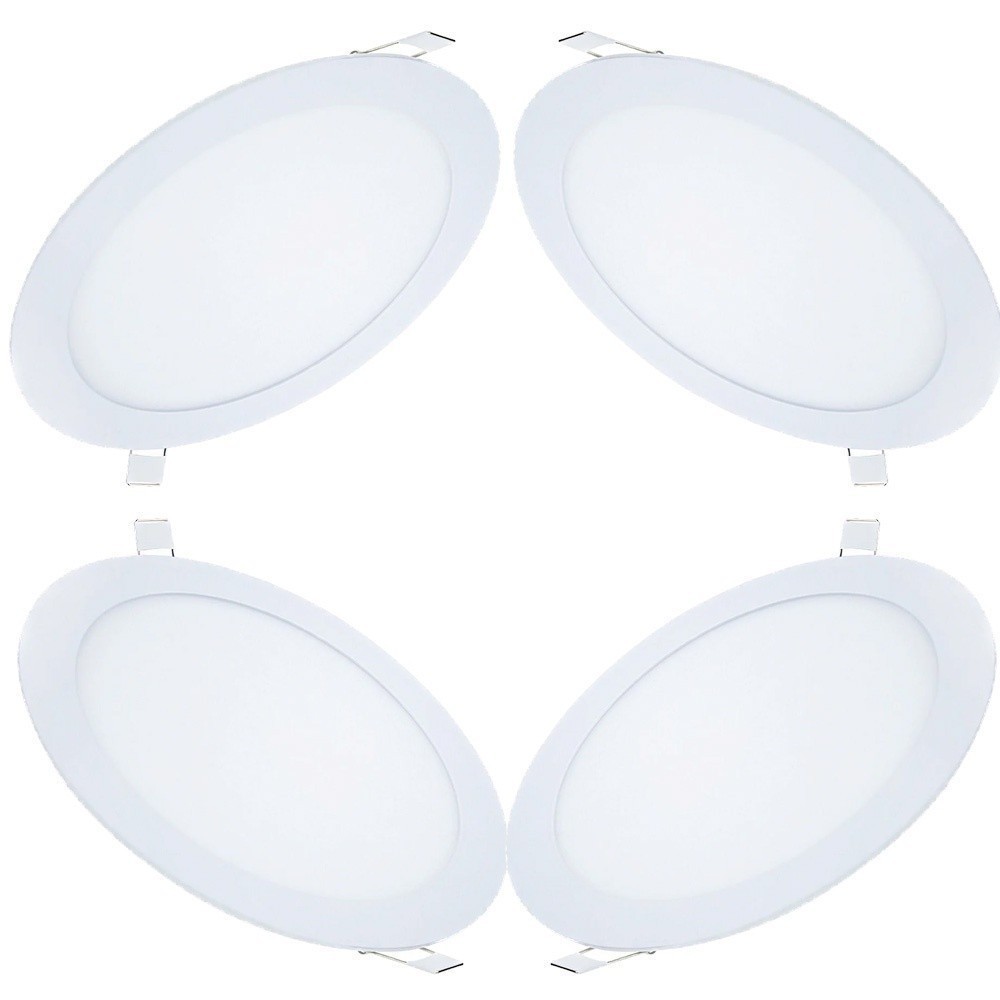 4 Plafon Painel De Led 18w Embutir Redondo Branco Frio em Oferta na Shopee