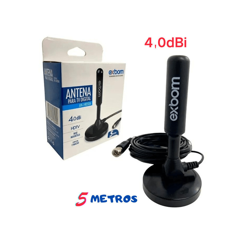 ANTENA PARA TV DIGITAL 4.0dBi HDTV AN-l4050B EXBOM 5METROS